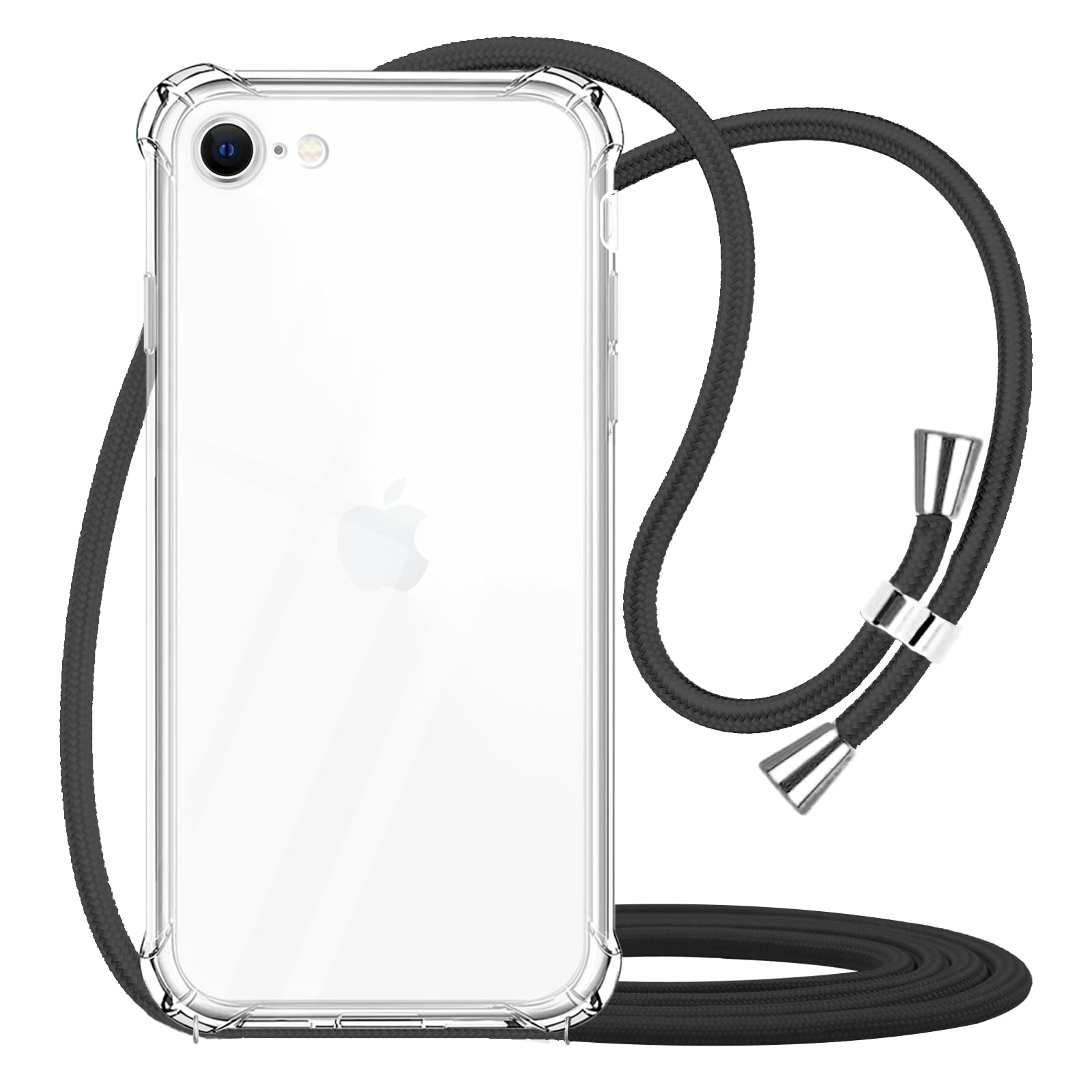 YESPURE Crossbody Case for iPhone SE 2022 2020,Clear Case for iPhone 7,Phone Case for iPhone 8,Transparent TPU Soft Slim Non-Yellowing Shockproof Case with Neck Cord Lanyard Strap - Black