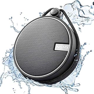 INSMY C12 IPX7 Waterproof Shower Bluetooth Speaker, Portable Wireless Outdoor Speaker with HD Sound, Support TF Card, Suction Cup for Home, Pool, Beach, Boating, Hiking 12H Playtime (Black)