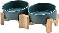 SPUNKYJUNKY 15° Dönthető Kerámia Tál Fa Állvánnyal Kutyáknak Macskáknak 400ml Zöld 1