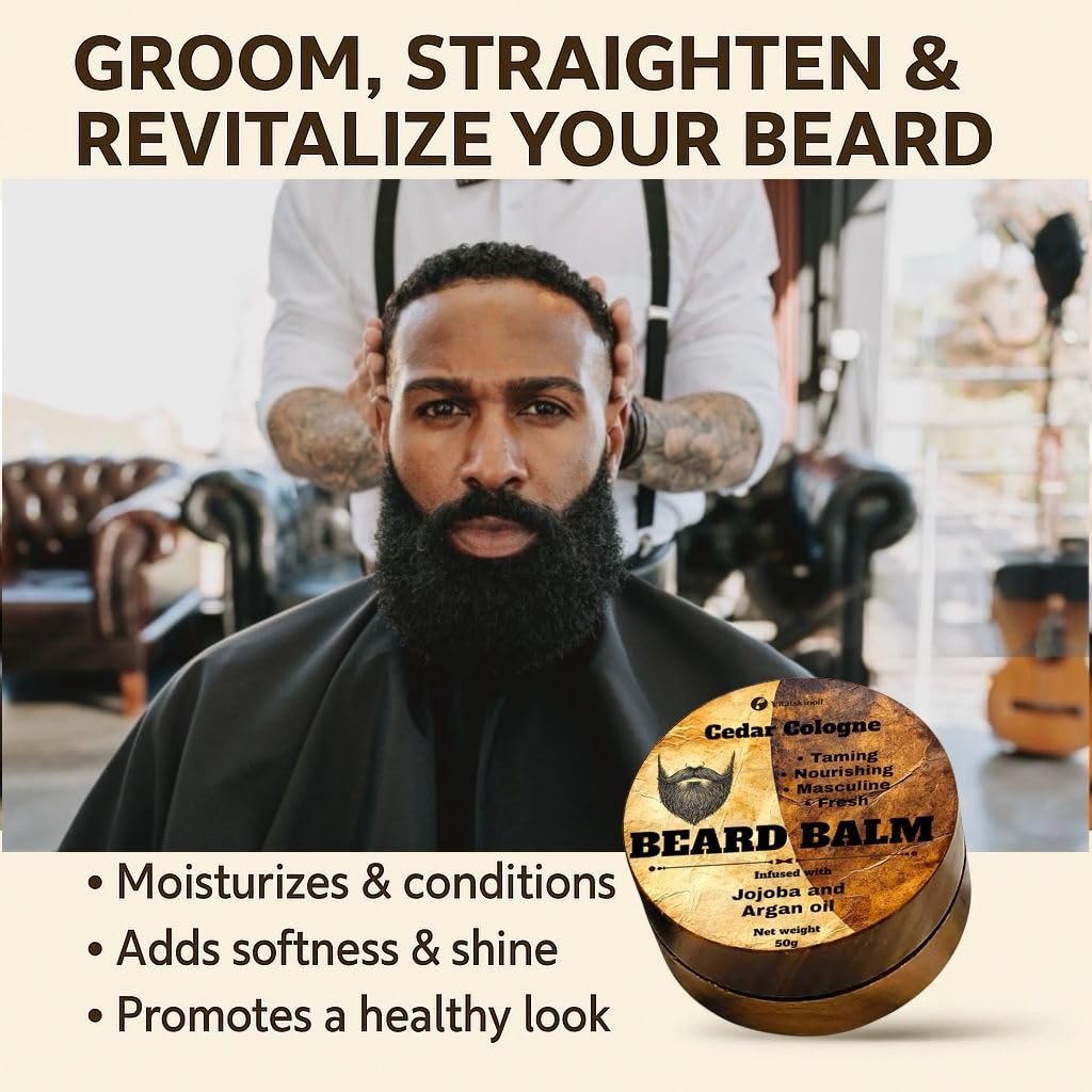 Beard Balm for Men - Cologne Scented with Shea Butter, Jojoba and Argan Oil 50g - Image 5