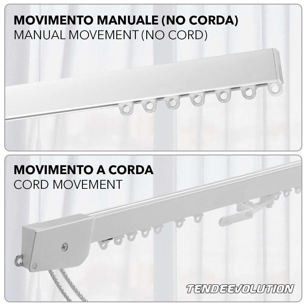 Binario Tenda Soffitto Lineare in Alluminio Bianco 150 CM
