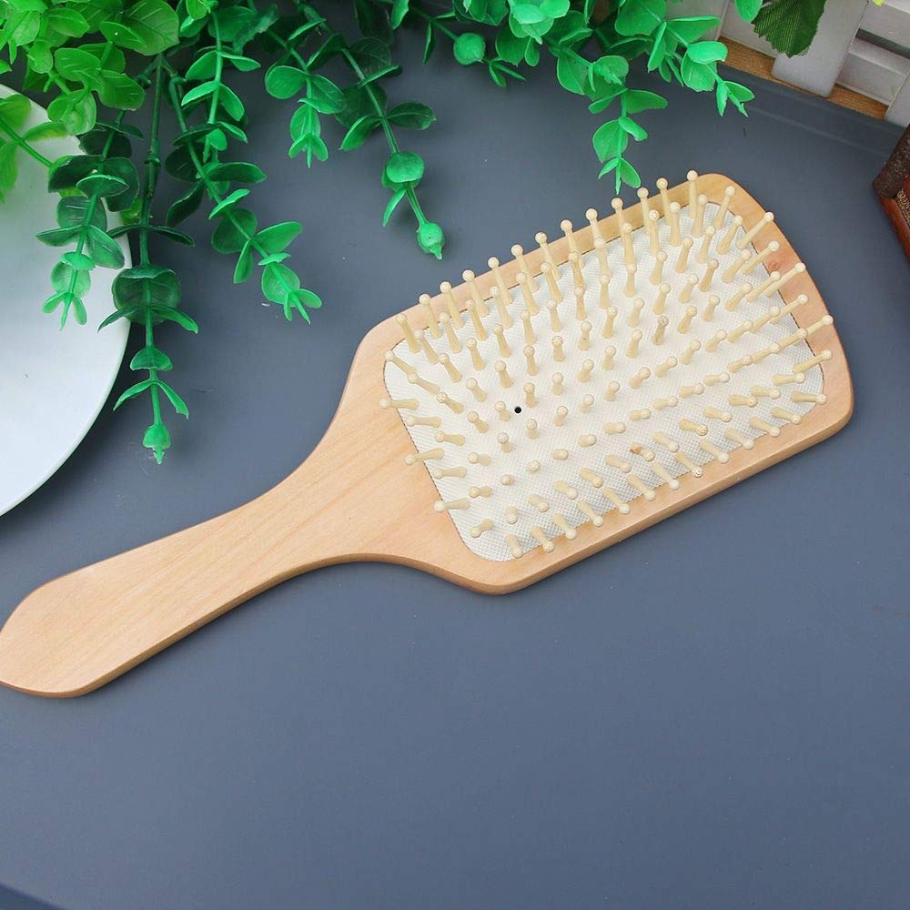 ayushicreationa Wooden Hair Comb Healthy Paddle Cushion Hair Loss Massage Brush Beige_Color (Pack of 1) 2