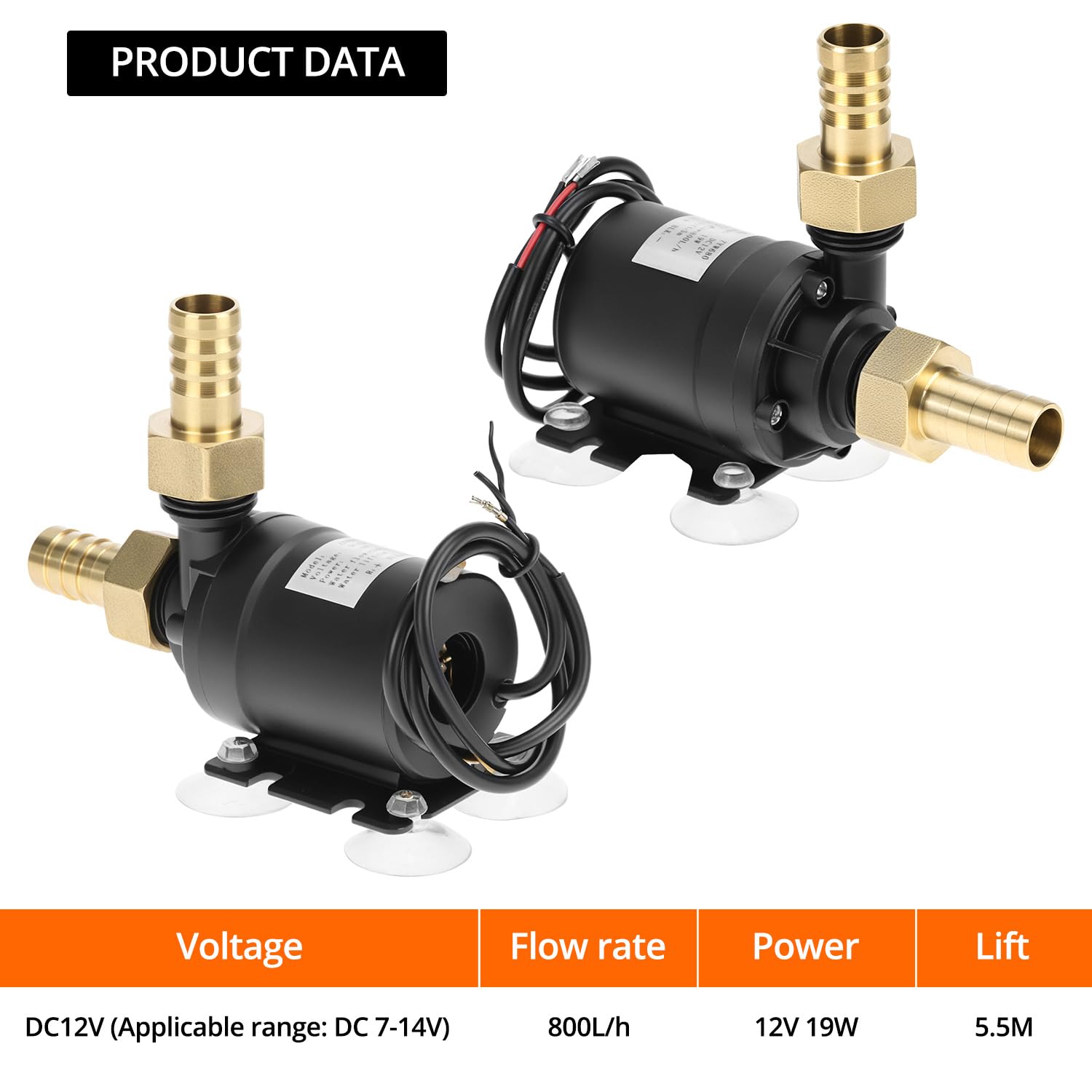 QWORK Bezszczotkowa pompa wodna DC 12 V 800 l/h, cicha pompa głębinowa z rdzeniem ceramicznym do akwarium, rdzenia pompy i zbiorników rybnych