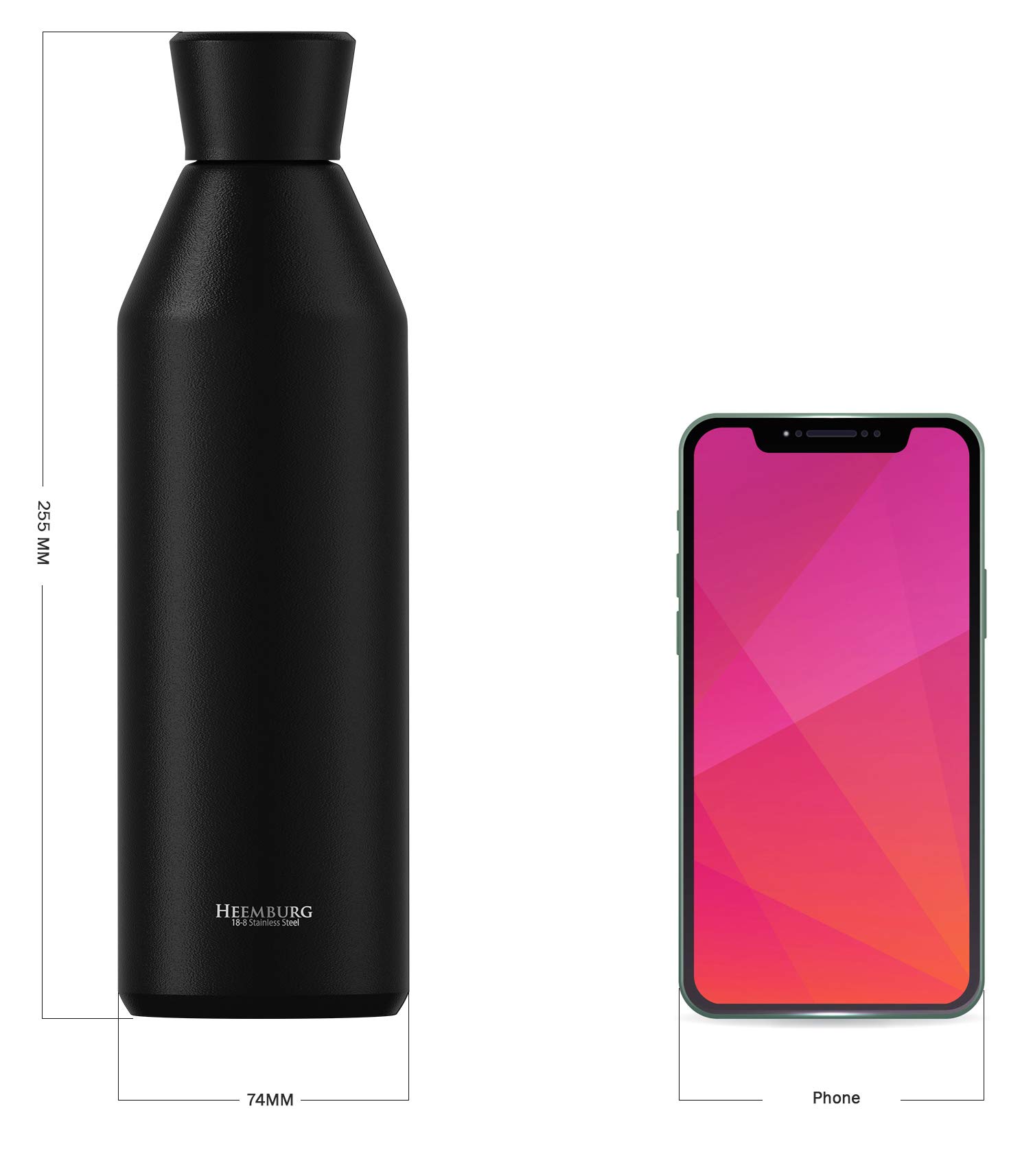 Borraccia Termica 500ml, Doppio Isolamento, Borraccia Acciaio Inox Riutilizzabile, Senza BPA, Borraccia A Prova di Perdite, Bottiglia Acqua Per Bambini, Scuola, Ufficio, Viaggi, Sport, Campeggio