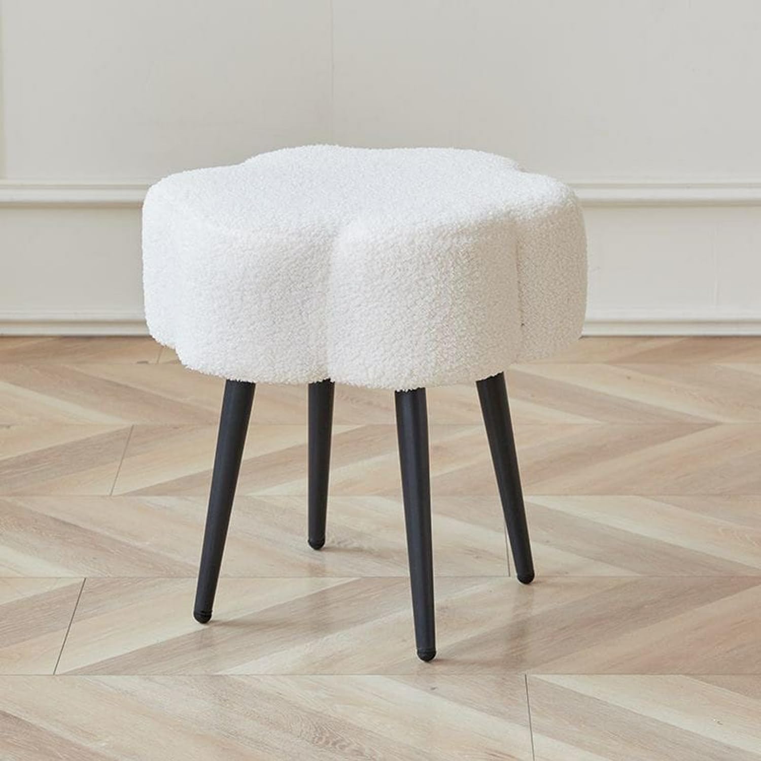 Kutis Plush Perfection Luxurious Upholstered Footstool, Round and Fluffy, Ideal for Small Spaces - The Ultimate Comfort Companion for Your Home Décor For Living Room 45 x 45 cm.