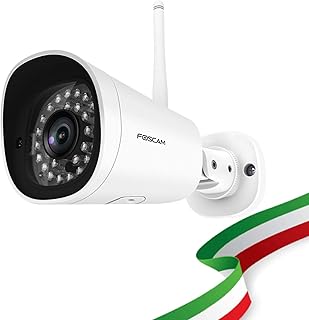 Foscam G4P Telecamera domestica wireless ad altissima risoluzione 2K 4MP, impermeabile e dotata di visione notturna. Compatibile con Amazon Alexa.