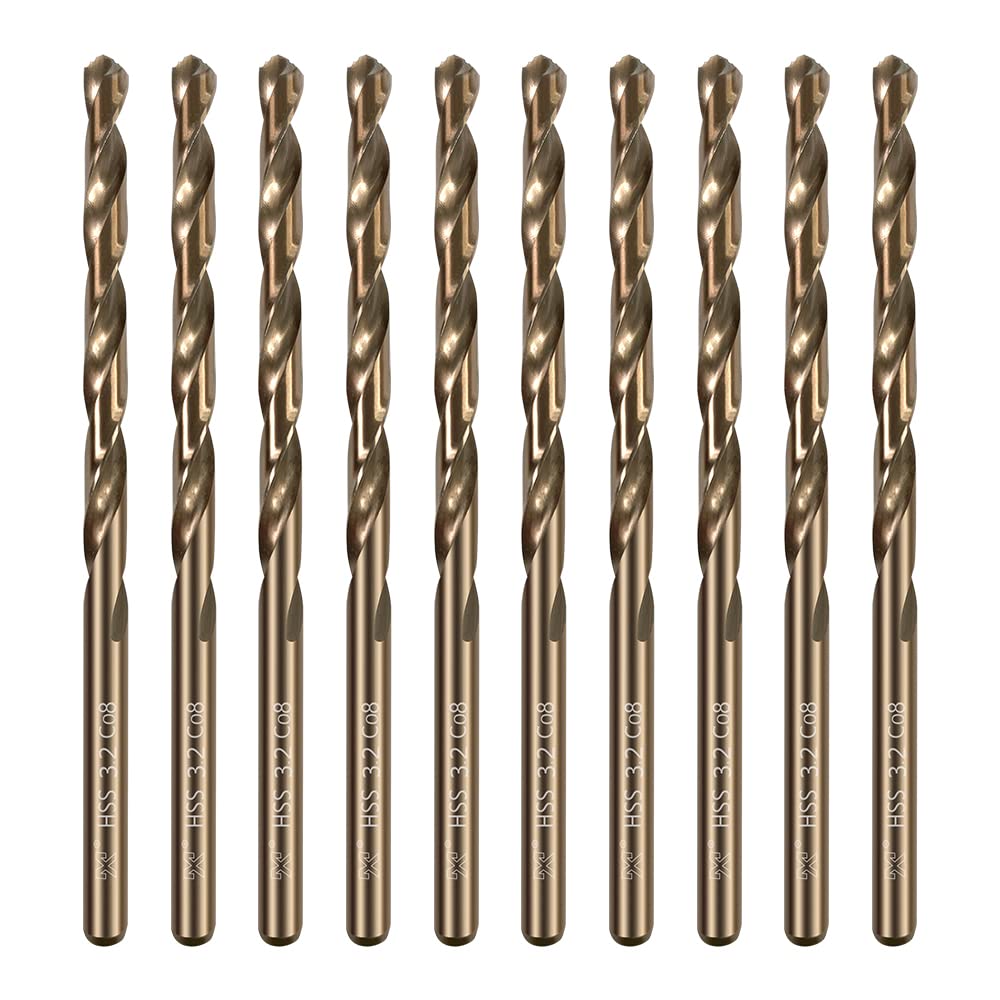 HUAZHICHUN 10PCS Size 3.2mm,M42 8% Cobalt,Drill bits,Drill bit Set for Stainless Steel,Metric Drill Set,Steel Drill bits for Hard Metal