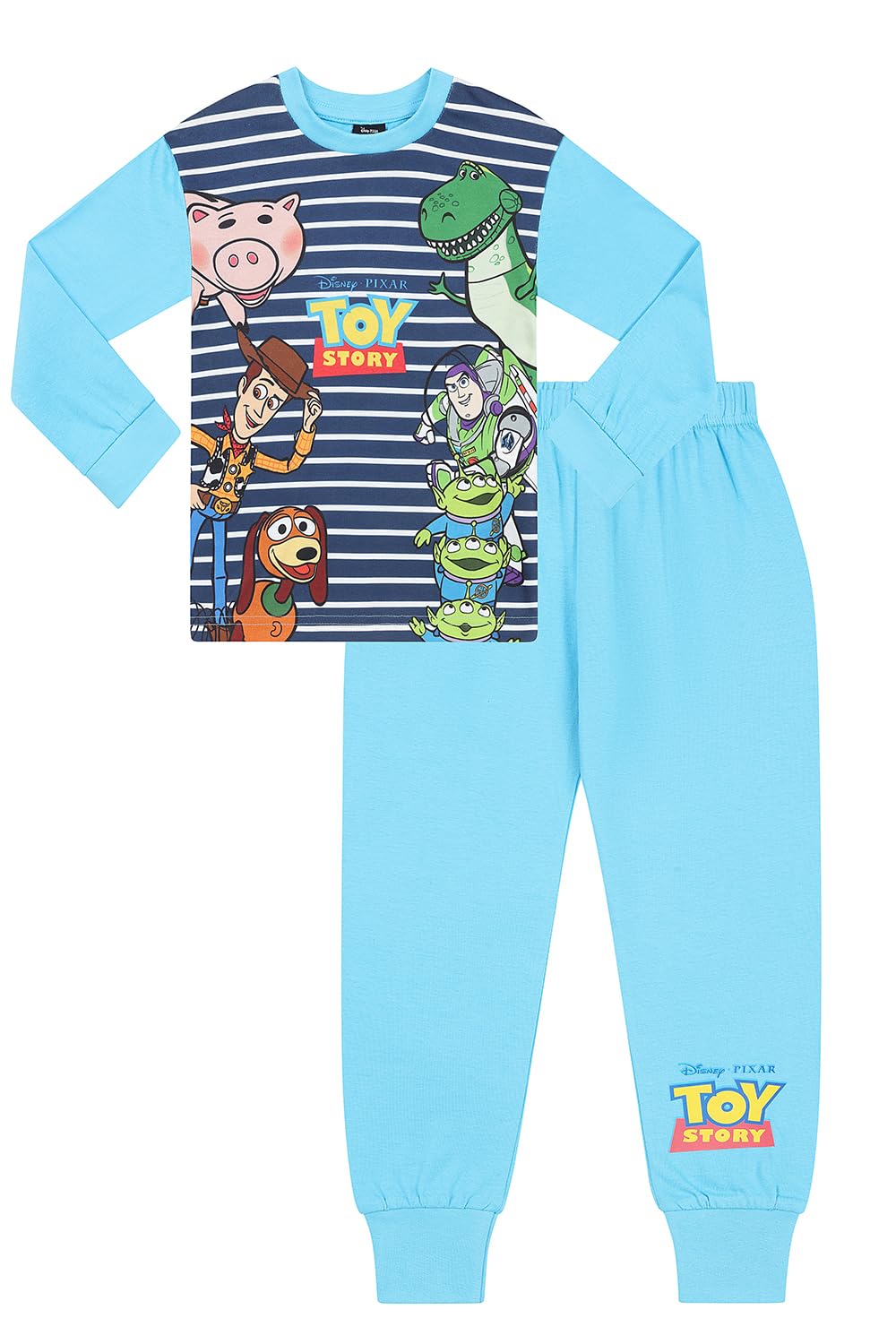 Disney Boys Toy Story Woody Buzz Striped Blue Long Pyjamas PJ's for Kids (18-24 Months)