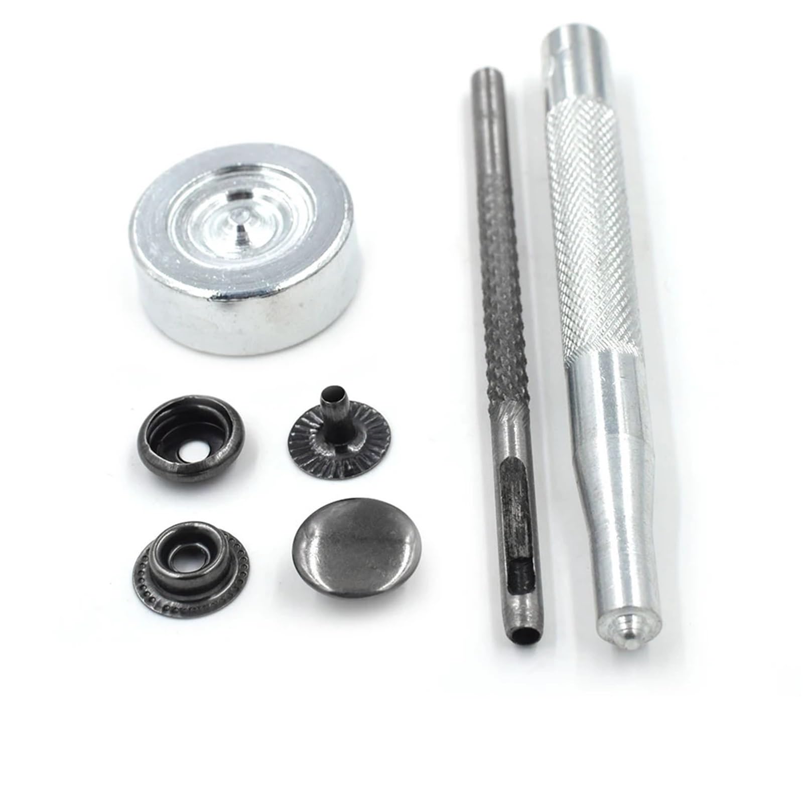 Zapięcia zatrzaskowe, Zestaw 50 zestawów metalowych zatrzasków Zatrzask 15 mm do odzieży z płócienną torbą na łódź(Black)