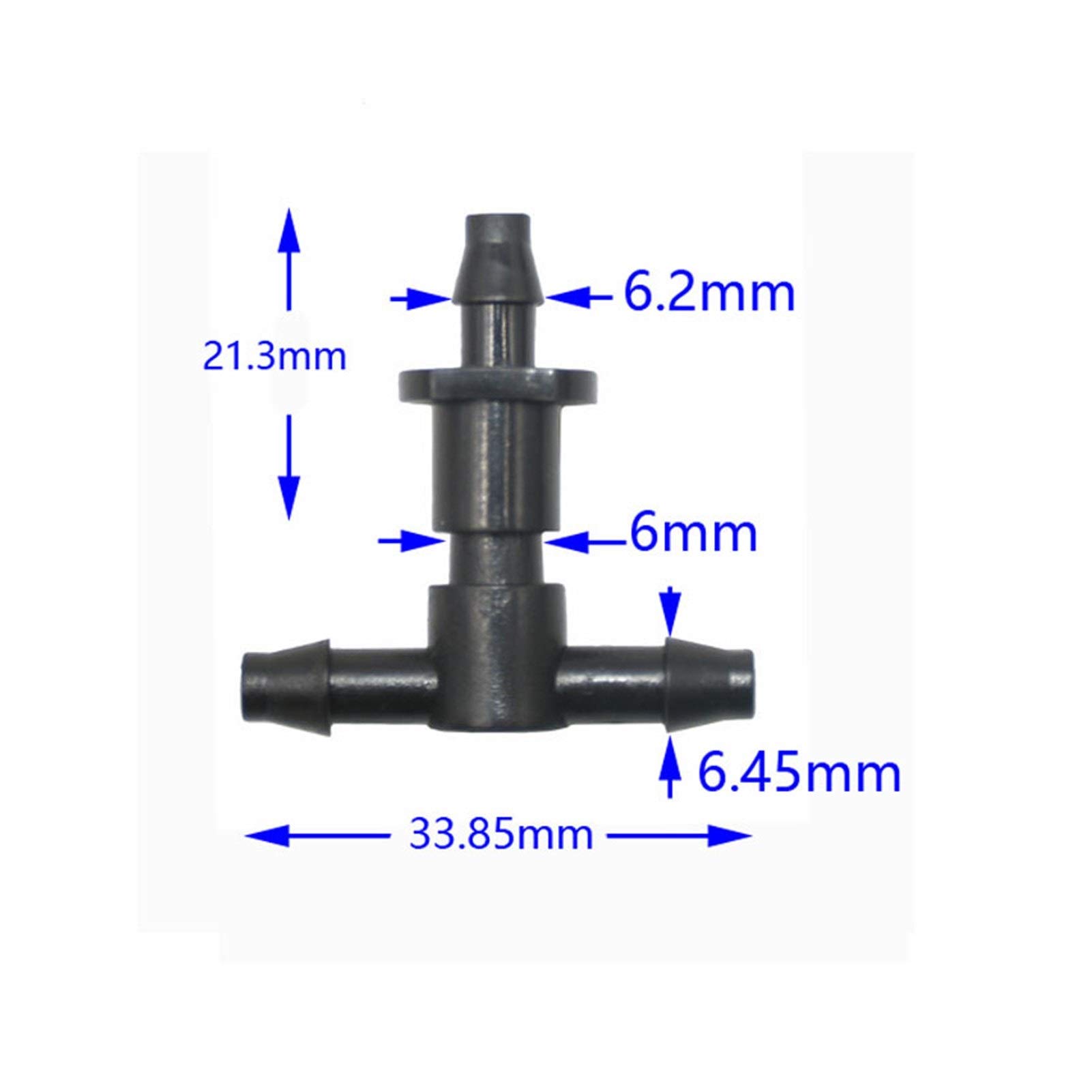 Manguera de jardín de conexión rápida 400 piezas de 1/4" de tres vías separador de agua, manguera extraíble 4/7 conector en T, Jardín de riego de tres vías de la lengüeta de irrigación por goteo