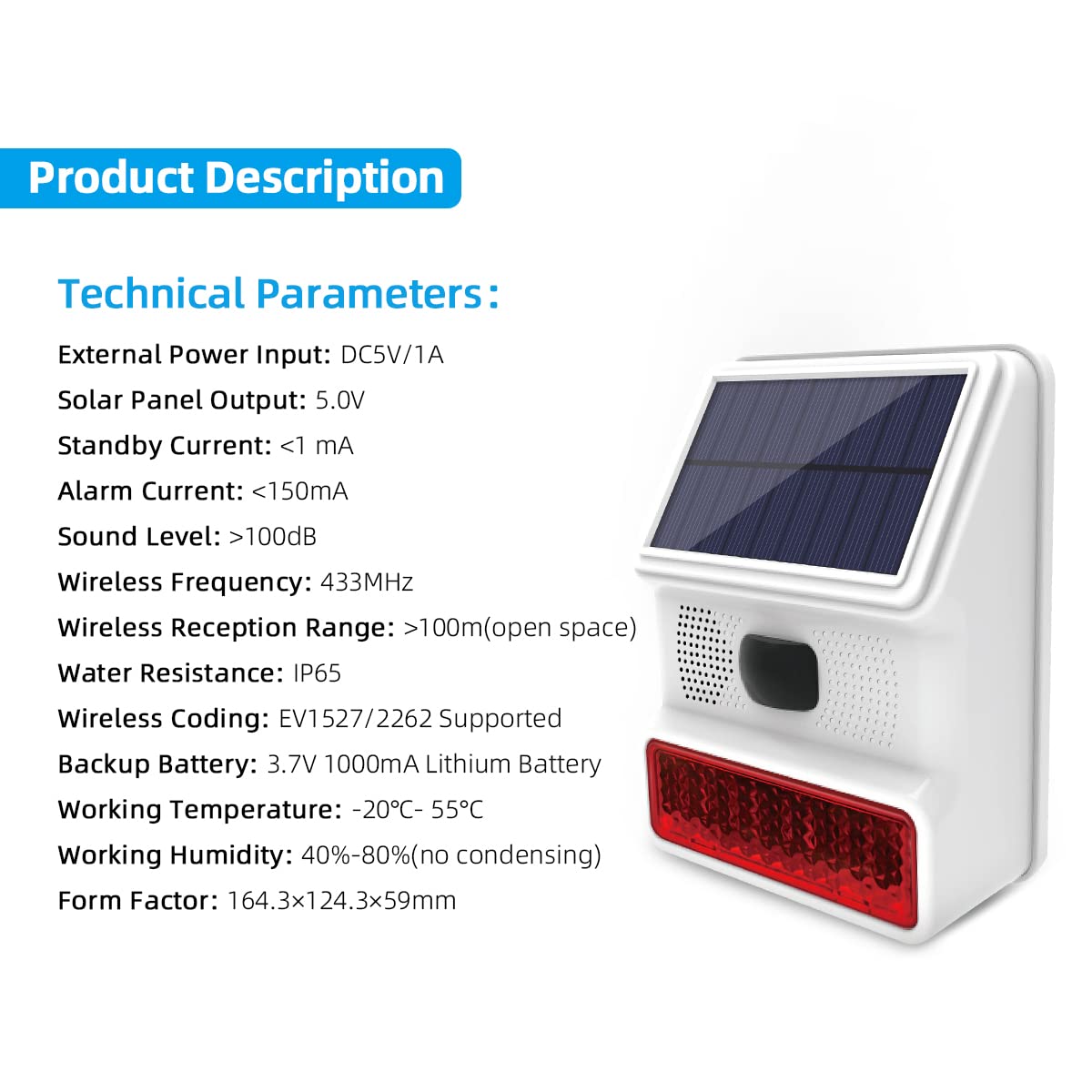 Accessoires voor alarmsysteem Solar, DINOWIN alarmsirene met waarschuwingsknipperlicht knipperlicht, 110 dB luide sirene voor thuis, villa, boerderij Accessoires voor alarmsysteem Solar, DINOWIN alarmsirene met waarschuwingsknipperlicht knipperlicht, 110 dB luide sirene voor thuis, villa, boerderij