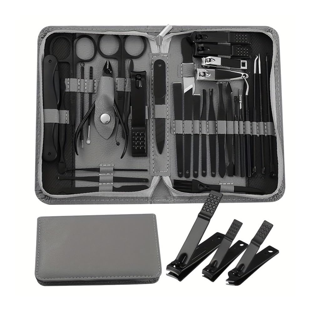 Cortaúñas, Kit de pedicura de 32 Piezas con cortaúñas de Borde cóncavo de Estilo Moderno y Herramientas de Aseo, Set de manicura de Acero Inoxidable para el Cuidado de Las uñas.