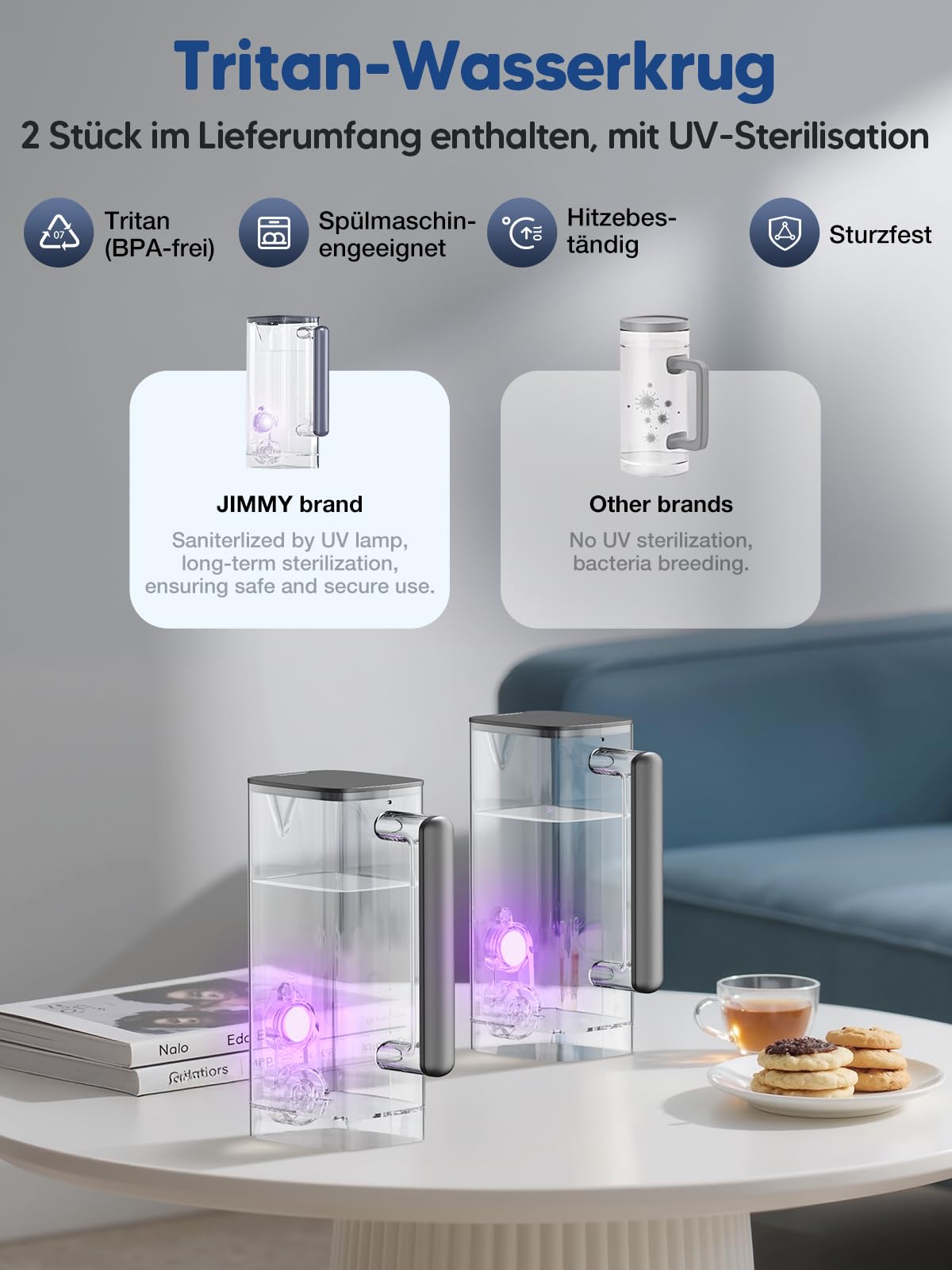 Jimmy R9 Osmoseanlage Trinkwasser Auftisch, Umkehrosmoseanlage Wasserfilter mit Heißwasserspender, 7-stufige Filterung RO & Mineralien, UV, 3S-Heizung