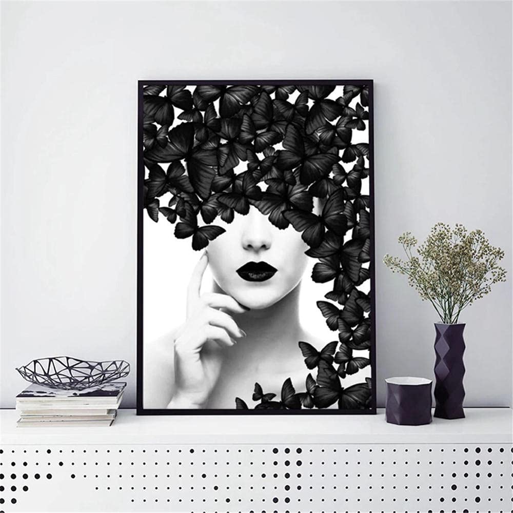 Diamond Painting Kit Completo Mujer Mariposa,Cuadros Diamantes 5D Grandes,DIY Punto de Cruz Niños Pintura Diamante Kit, Adultos Pintar con Diamantes,Decoración de Paredes Manualidades-70x90cm