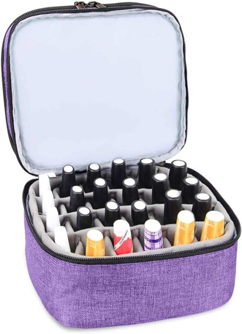 Mikinona Essential Oils Storage Pouch for Bottles Double Nail Polish Organizer with Handle Portable and Capacity Makeup Bag Water-resistant Design for Travel and Home Use