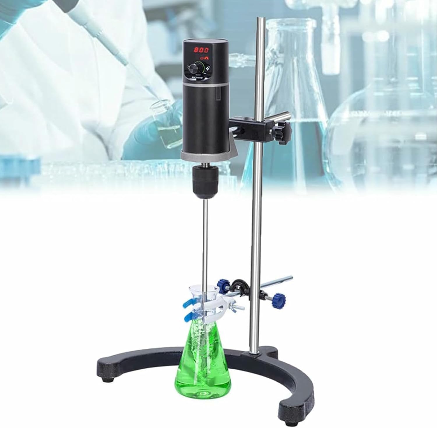 Lab Digital Overhead Stirrer, 20/40/60L LCD Digital Display Constant Speed Electric Mixer, Rotating Speed 100-2000rpm, for Solid-Liquid Mixing Experiments