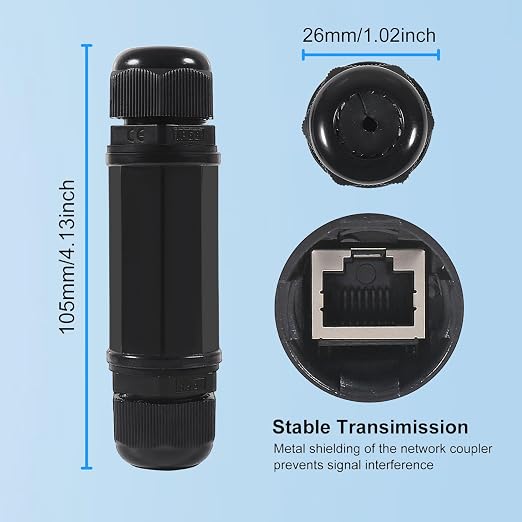 Conector RJ45 impermeable 3 piezas IP68 para extensión Ethernet miniatura 6