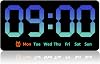 Digital Wall Clock 8.5 Inch Large Display LED Alarm Clock with Date Week Temperature Double Alarm 3 Levels Brightness Adjustable Countdown Clocks for Living Room Bedroom Classroom Kitchen Blue