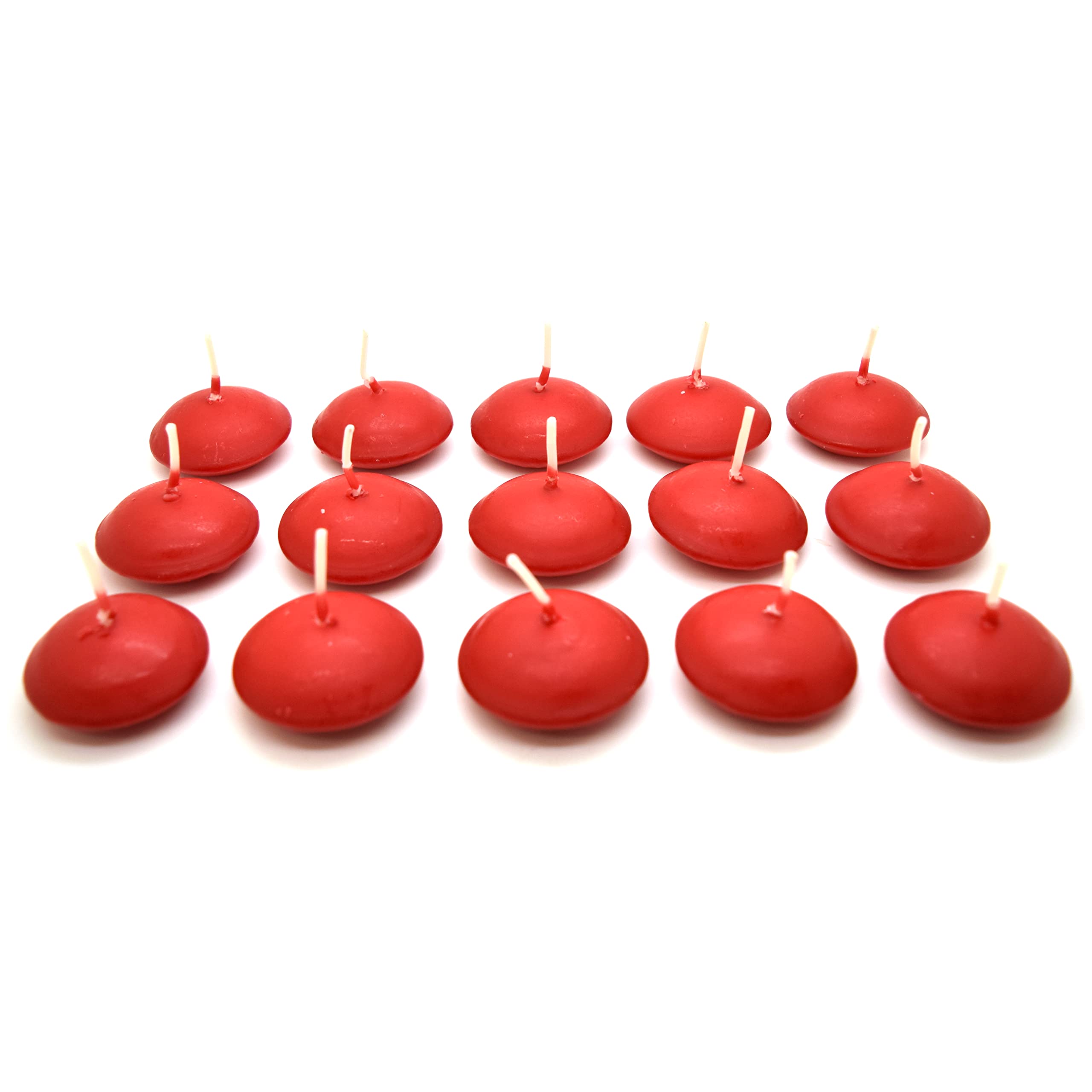 Soladirect Red Floating Candles, Pack Of 15, Unscented, Long Burning Time, Tealights Candles, Romantic Warm Decoration Wedding Pool Dinner Christmas (, Matt)