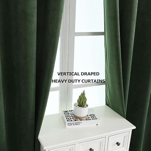 Miniatura 6 de Cortinas de terciopelo verde elegantes con ojales, aislamiento térmico, insonorizadas, para oscurecer la habitación, cortinas para sala de estar