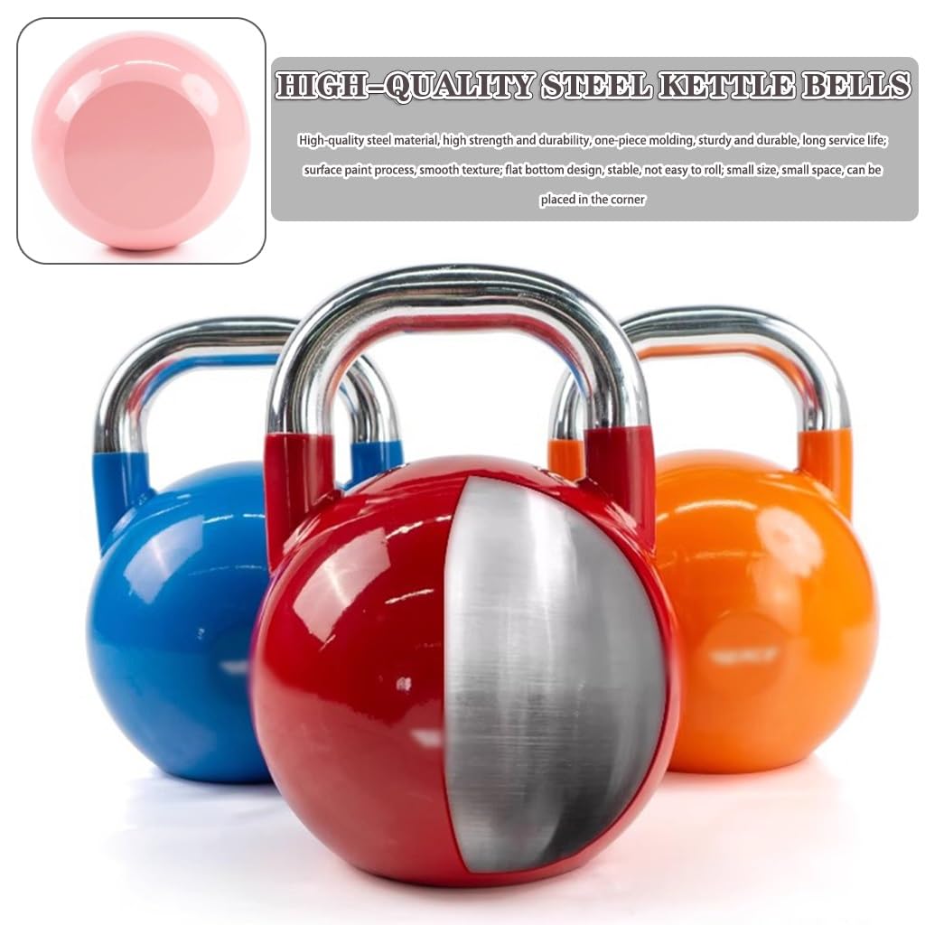 Kettlebell-Gewichte Krafttraining Für Männer Im Wettkampf Kugelhantel, Hantel Aus Stahl Für Heimfitness, Anti-Roll-Design Mit Flacher Unterseite, Bauch-/Armmuskulatur(Pink-8kg)
