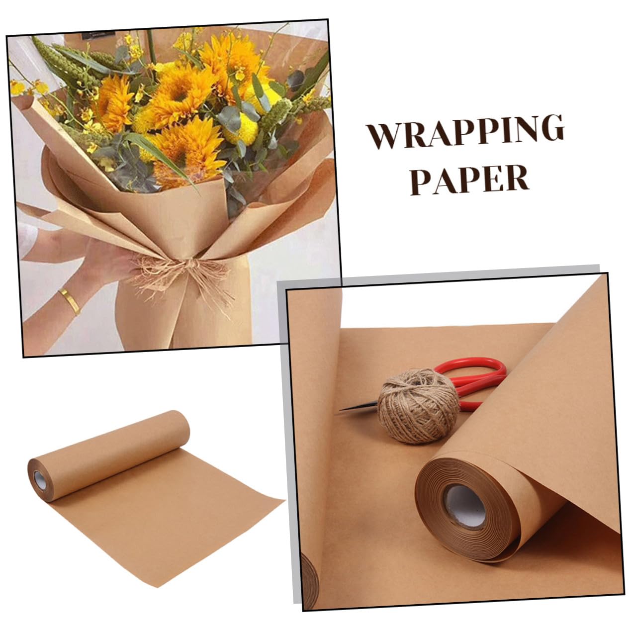 STOBAZA Rouleau de Papier Kraft Marron de 45 Cm X 30 M, Papier Décoratif Sûr Odeur pour Loisirs Créatifs DIY et Emballage Présent