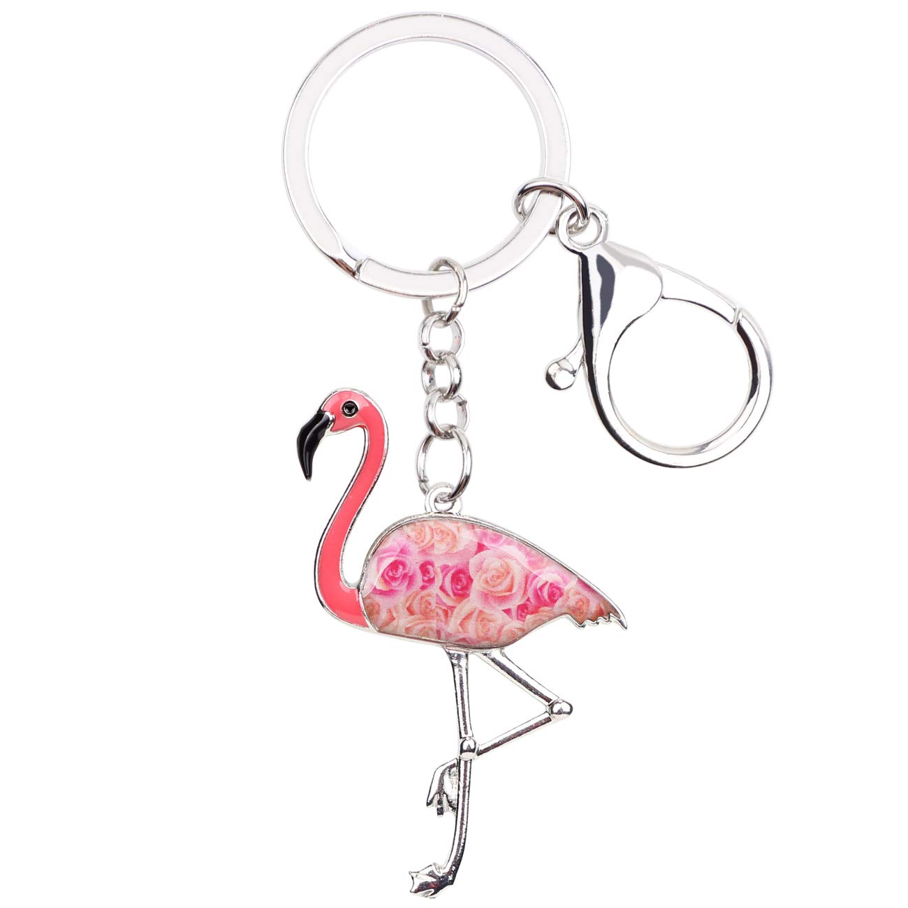 Weveni Women's Pink Enamel Alloy Flamingo Keychain Bird Jewelry For Girls Bag Car Wallet Charms (Pink)