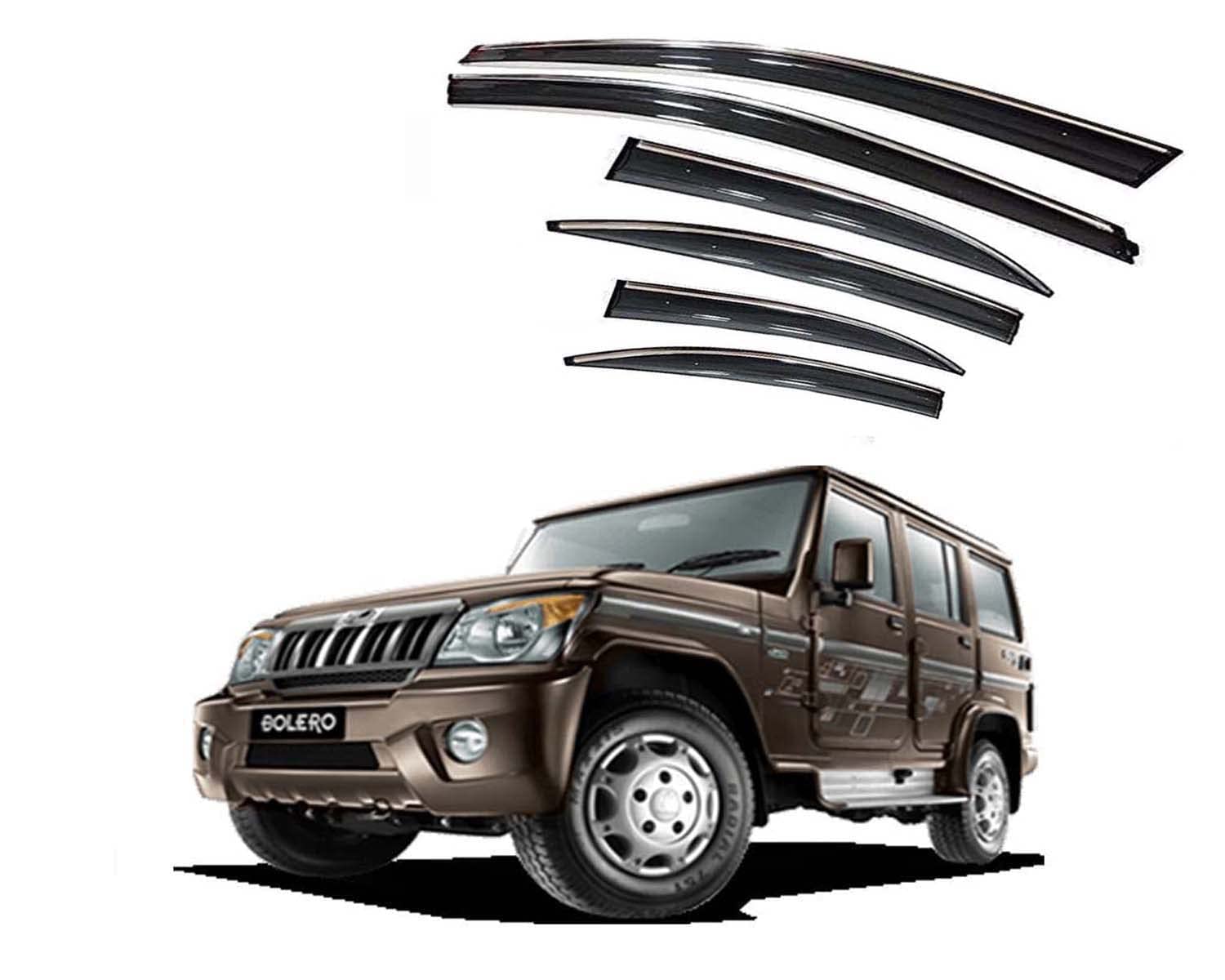 Chromeline Silverline Door Visor Wind Deflector Compatibler Mahindra Bolero SLX Set of 6 Pieces-image-14
