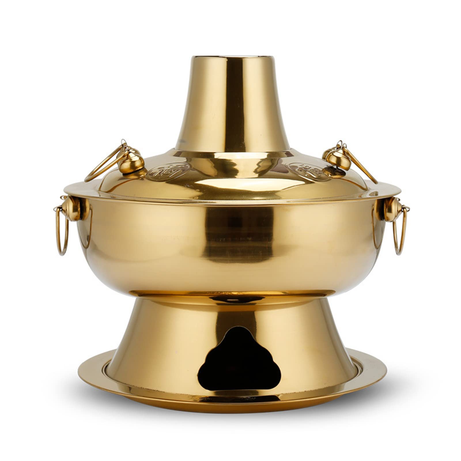 NGDFGR Beijing Copper Hot Pot,Chinese Style Hot Pot,Pure Copper Hot Pot,Chinese Tranditional Hotpot,Vintage Copper Hot Pot Shabu Shabu Hot Pot Pan,Gold-34cm