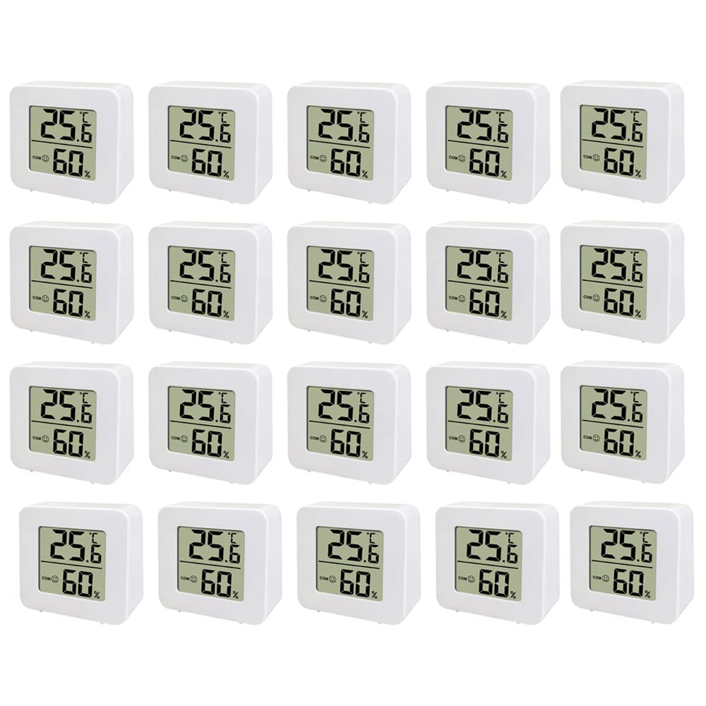 Cyfrowy termometr higrometrowy LCD, 20 szt., mini termometr higrometrowy, wewnętrzny termometr higrometrowy z monitorem wilgotności temperatury do sypialni, magazynu, piwnicy, 20 szt