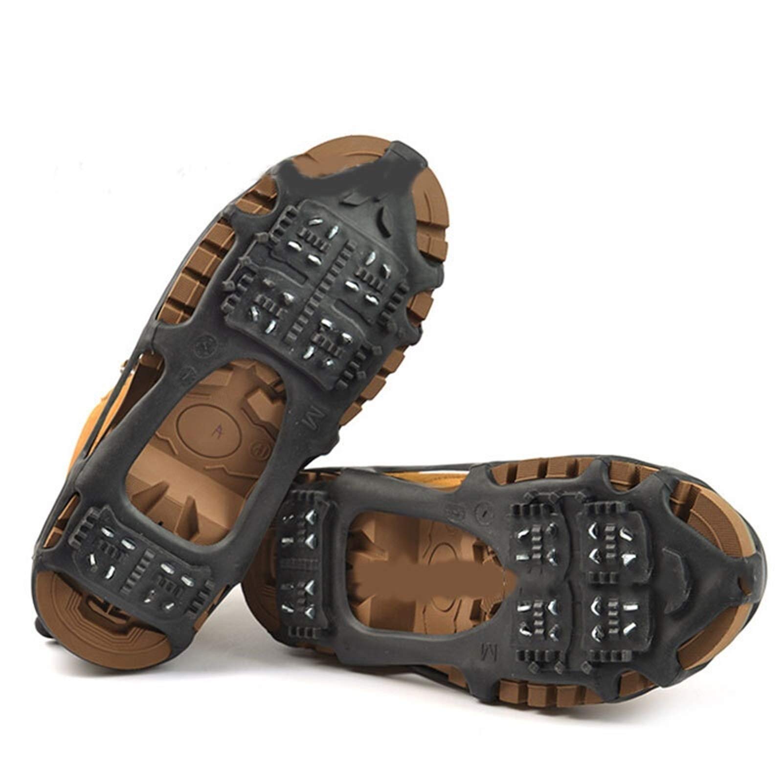 Schuhspikes 24 Bolzen Anti-Skid Schuhspikes Unisex Winter Klettern Anti-Rutscheiße Eisgreifer Spike Schnee und Eiskrämpfe S/M/L/XL Größen (Shoe Size : Black XL)