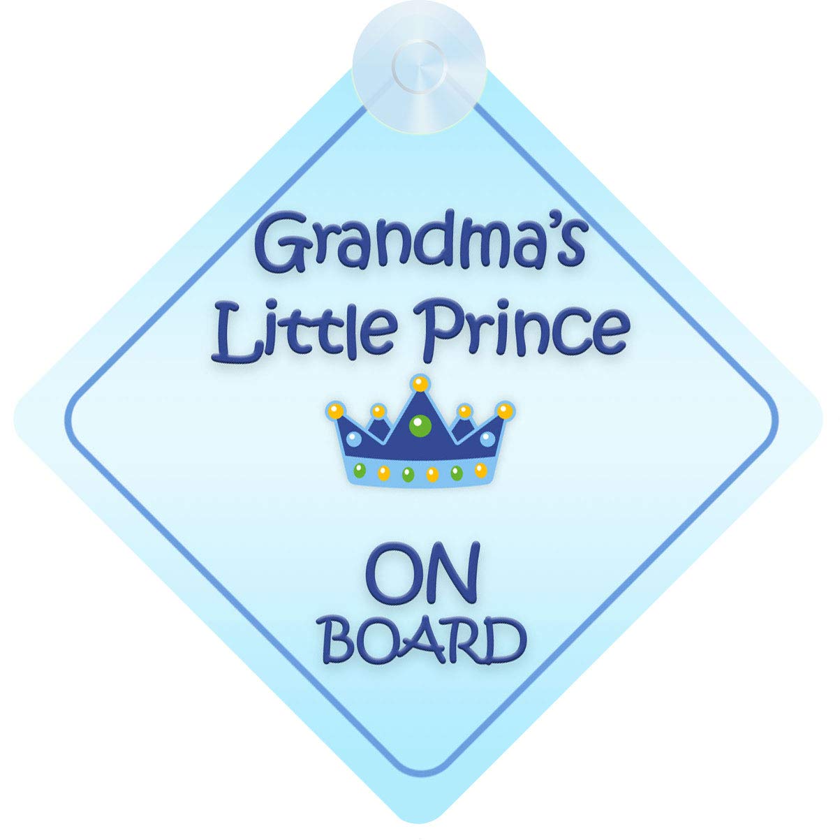 Qg Ltd Boys Blue Grandma's Little Prince On Board Car Sign For Children/Baby Non-Personalised Character Theme