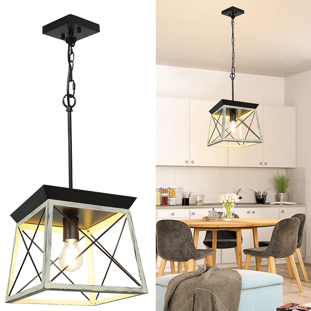 Buy DLLT Farmhouse Pendant Light Fixture, Rustic Square Kitchen Island