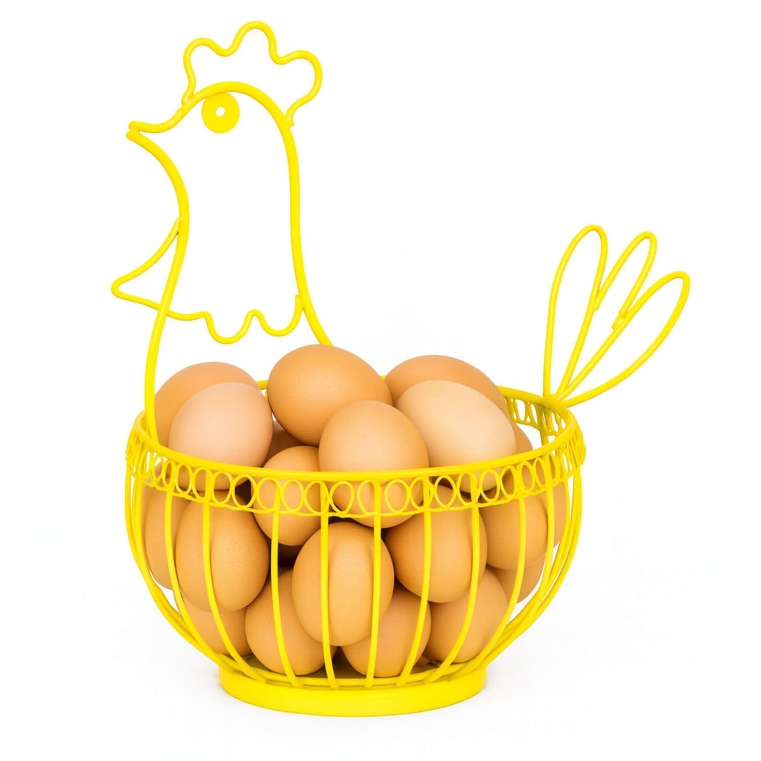 Metal Egg Basket - Hen Shape for Kitchen Storage -3