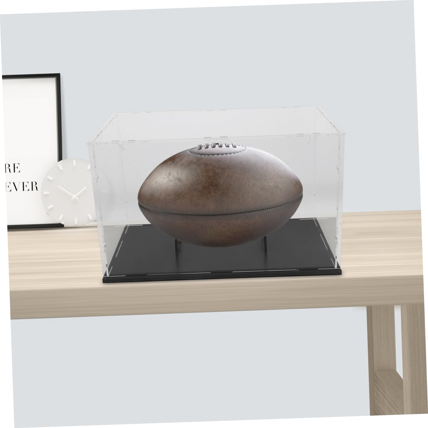 MAGICLULU Vetrina Per Palloni Da Rugby Trasparente in Acrilico Scatola Espositiva Da Tavolo e Attrezzature Sportive