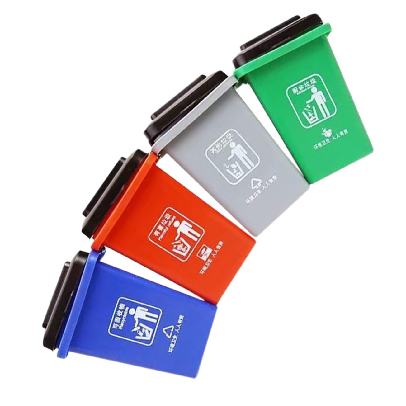 VANZACK 1Set Garbage Classification Mini Color Trash Cans for Fun Learning Educational Plaything for Boys and Promotes Environmental Awareness