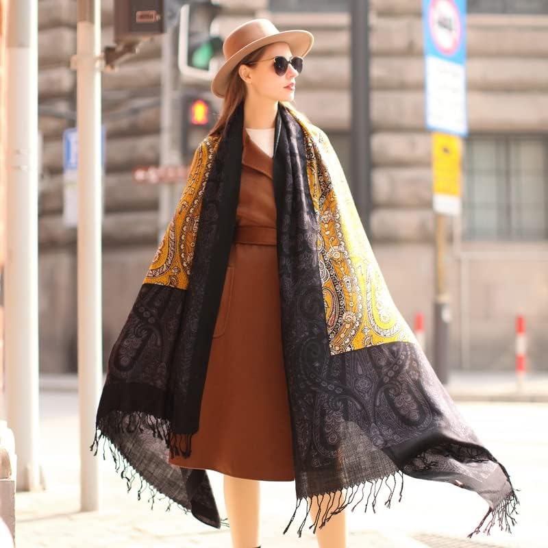 DANA XU 100% Merino Wool Extra Large Pashmina Blanket Travel Scarf Cashmere Wrap for Women Fall Winter Oversize Shawl Floral - Image 8