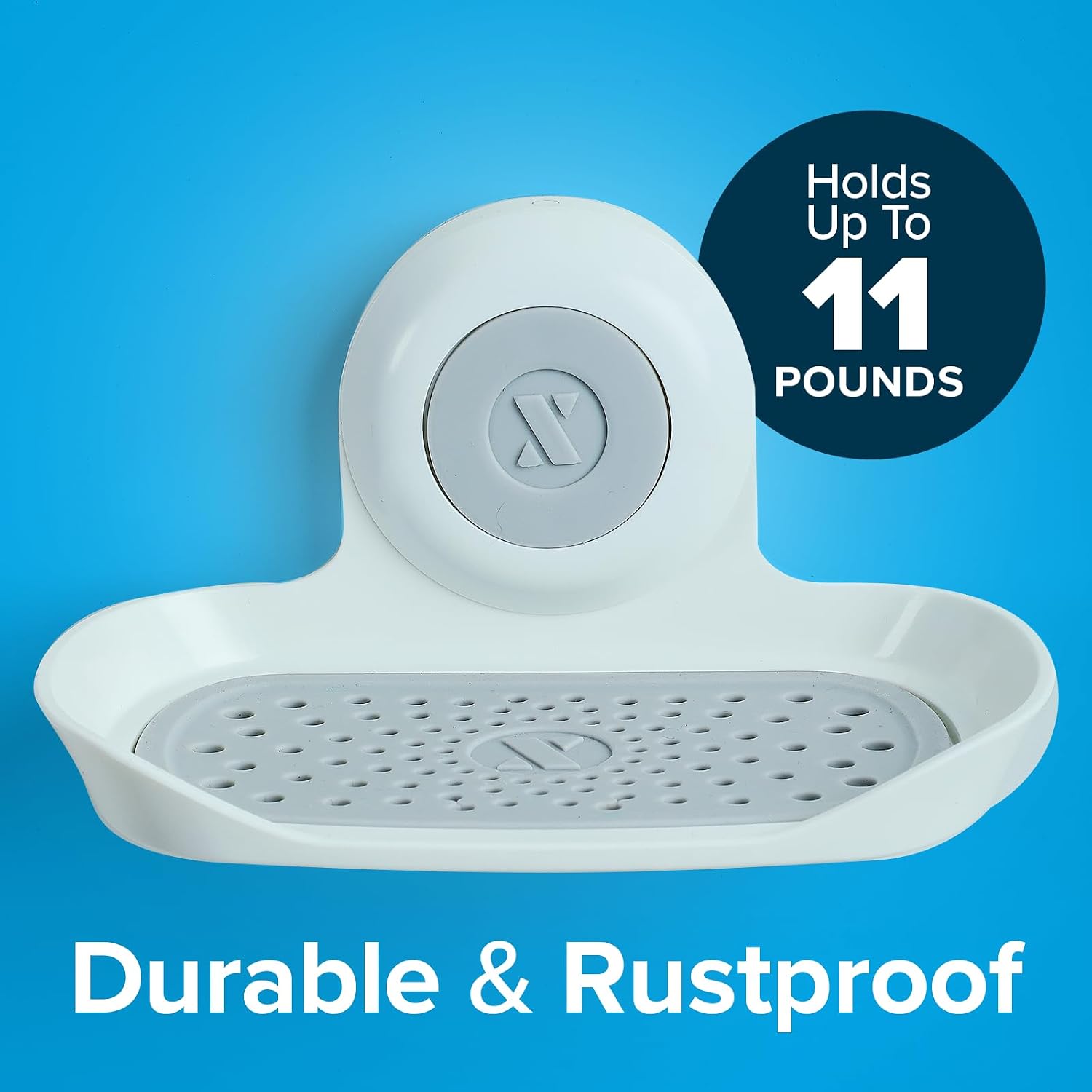 SlipX Solutions Strong Hold Suction Cup Soap Dish for Shower, White, 2-Pack | Tool-Free Installation, Removable Tray for Easy Cleaning, Excellent Drainage, Holds 11 lbs