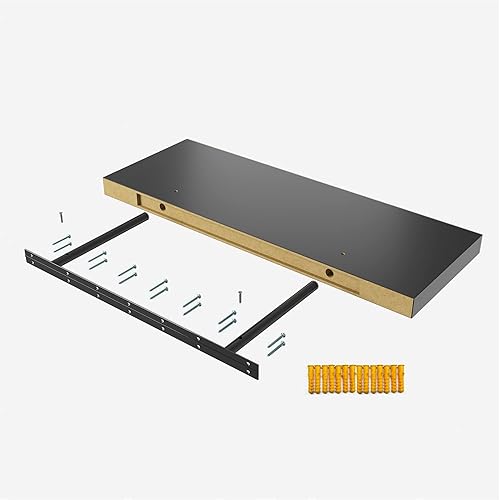 Miniatura 8 de JPND Estante flotante, juego de 3 estantes de pared, 36 pulgadas de ancho x 12.75 pulgadas de profundidad x 2 pulgadas de alto, estante flotante de