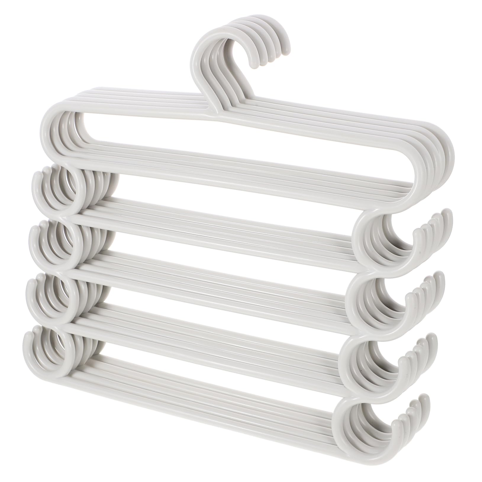 SOLUSTRE 5 Pcs Space Saving Pants Hangers Material Wardrobe Organizers for Trousers Maximize Closet Storage Strong Load Bearing Capacity Non Damaging Smooth Surface