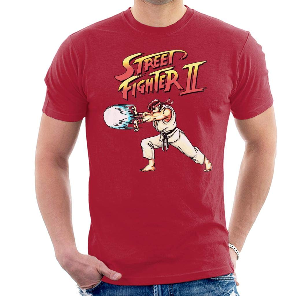 Cloud City 7 Men's Cherry Red Street Fighter Ryu Hadauken T-Shirt