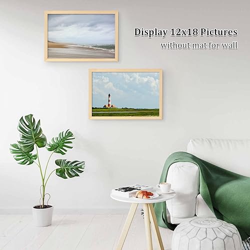 Miniatura 5 de Egofine Marco para póster de 16 x 20 pulgadas, marco de madera maciza con plexiglás mate para montaje en pared, marco vertical u horizontal, madera