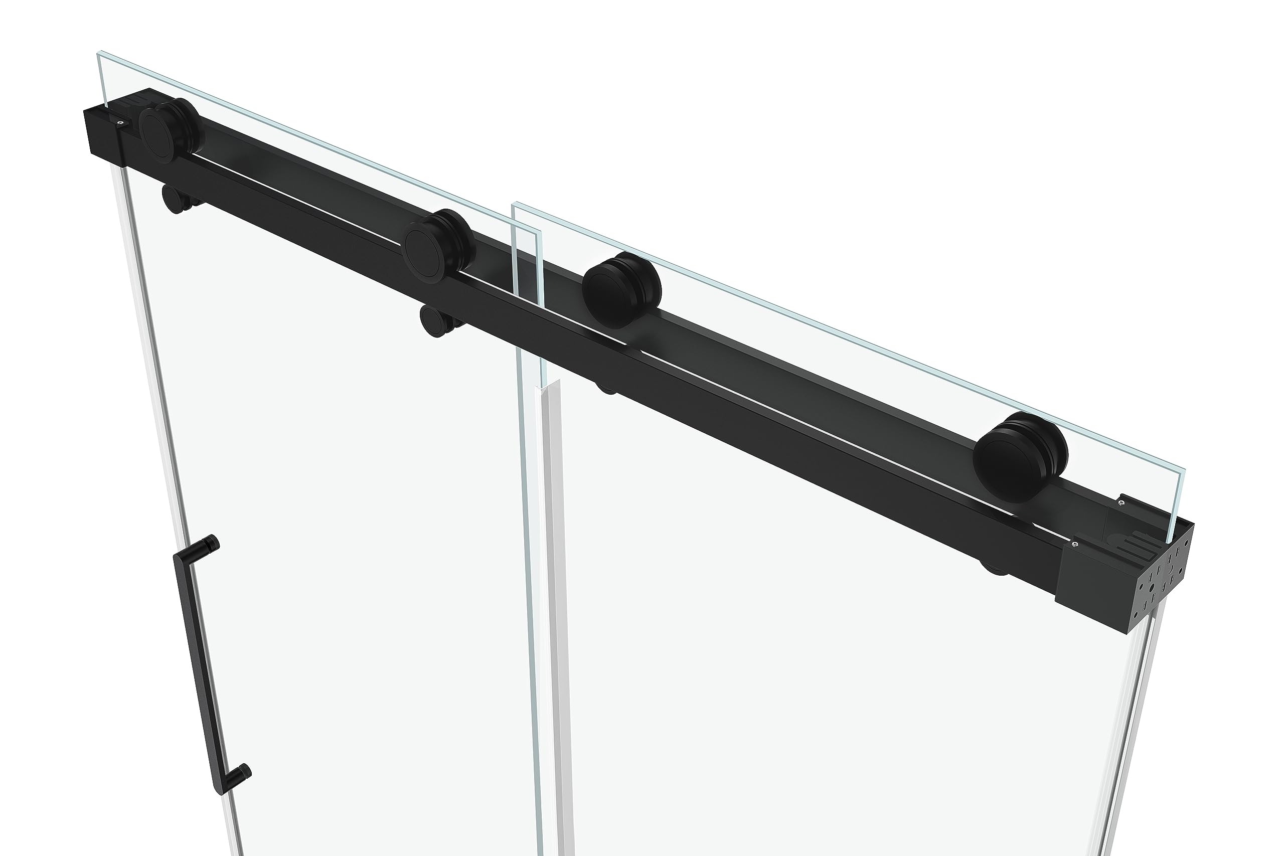 Windsor 56.5-60" W x 78" H 3/8" Glass Twinglide Frameless Shower Door with Clear Tempered Glass (Matte Black)