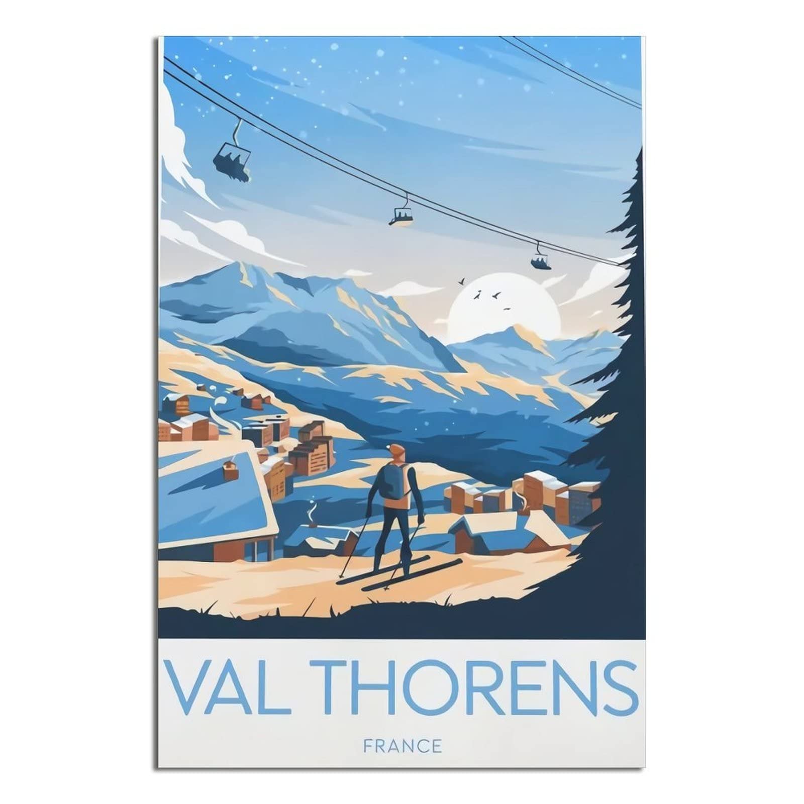 PUBDSKBLDE Metal Tin Sign Val Thorens France Ski Vintage Decor Art Sign Home Kitchen Bar Cafe Club Cave Wall Decor Retro Travel Sign 20x30cm
