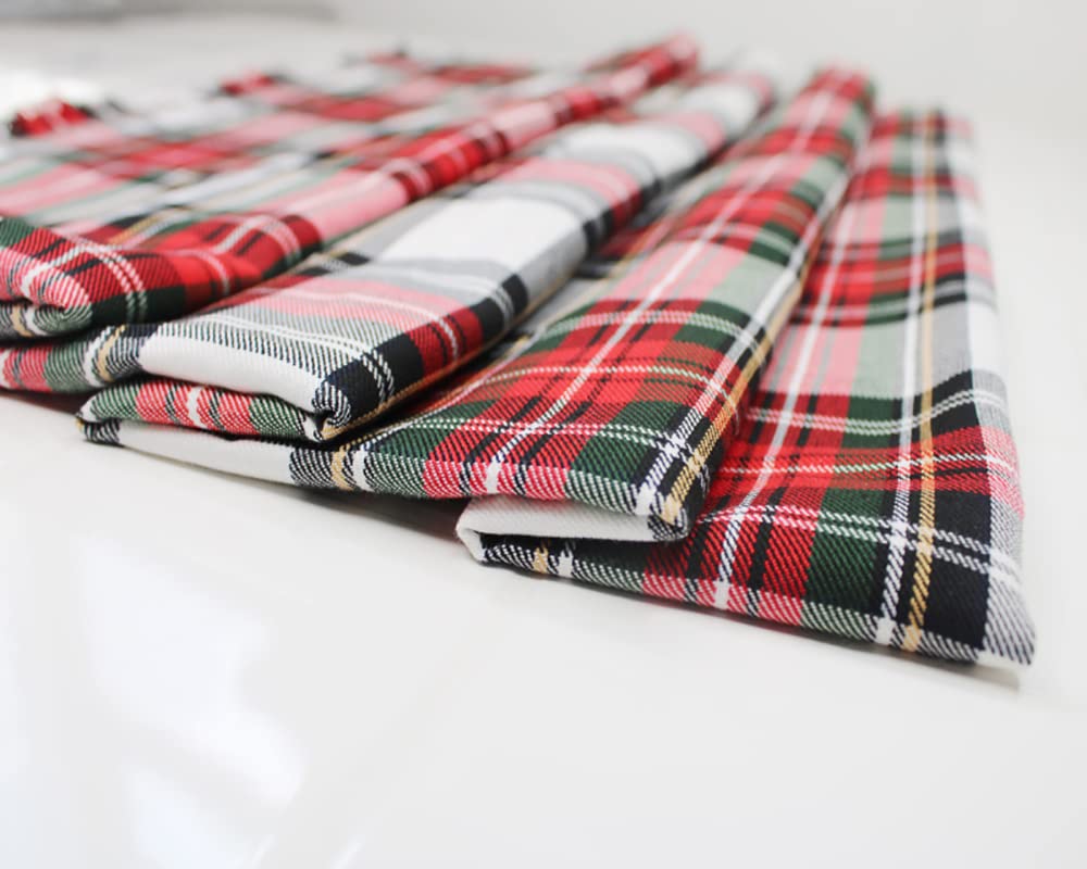 Glamour Secrets White Dress Stewart Tartan Fabric - Polyviscose Craft Fabric - Perfect For Clothing - 58" Wide - 147 Cm - Weight 219 Gsm (White Dress Stewart)
