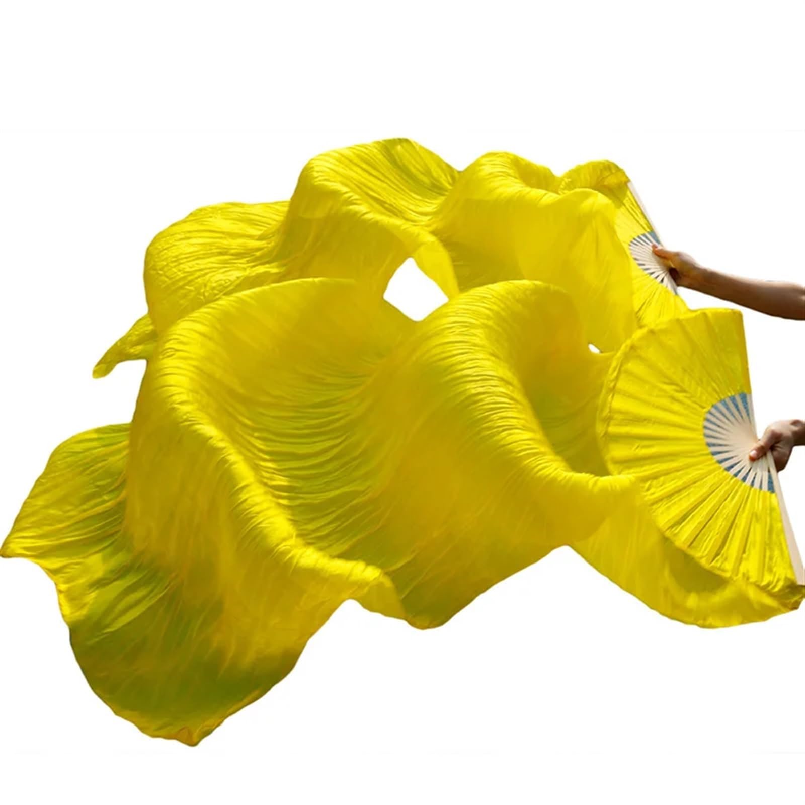 Chiński sztuczny taniec brzucha Zestaw 2 fanów tańca Silk Bamboo, wielokolorowe, 120–280 x 90 cm(Unique Colour,280x90cm)