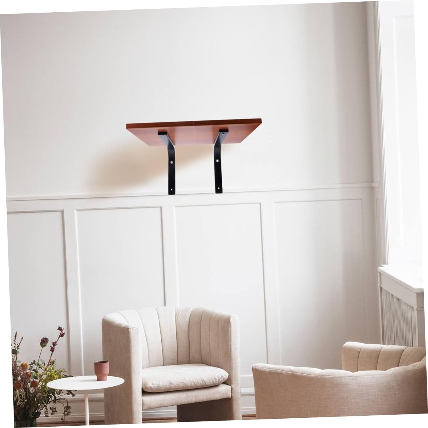 PRETYZOOM 1Set Metal Floating Shelf Brackets with Wooden Board Wall Mounted Shelf Supports for Various Resistant Design for Home Decor