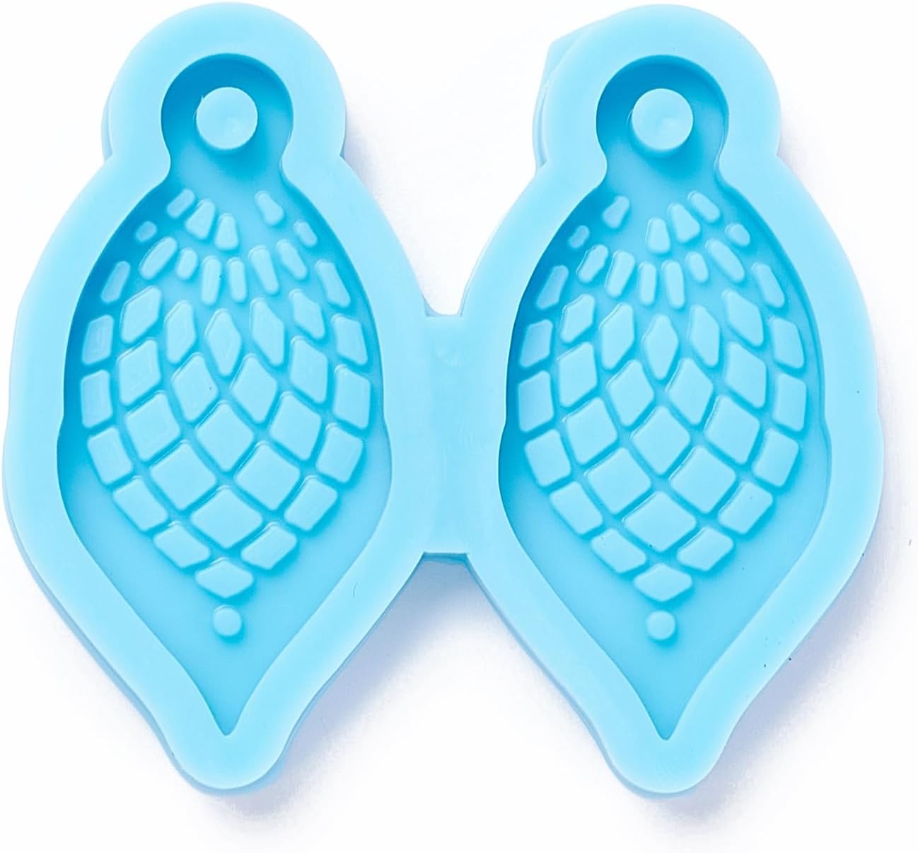 1Pc DIY Pendant Silicone Molds, Sky Blue Leaf Pattern Molds with Hole for Jewelry Making Earring Keychain Ornament DIY Tool and Home Sculpture Decoration, 1.57x1.77x0.2inch