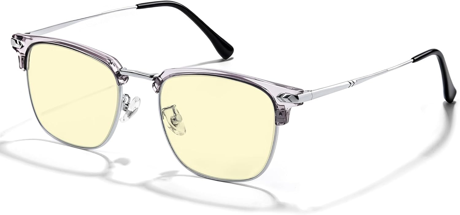 ZanyLen Blue Blocker Glasses for Men Metal Browline Computer Gaming Glasses Filter Blue Ray