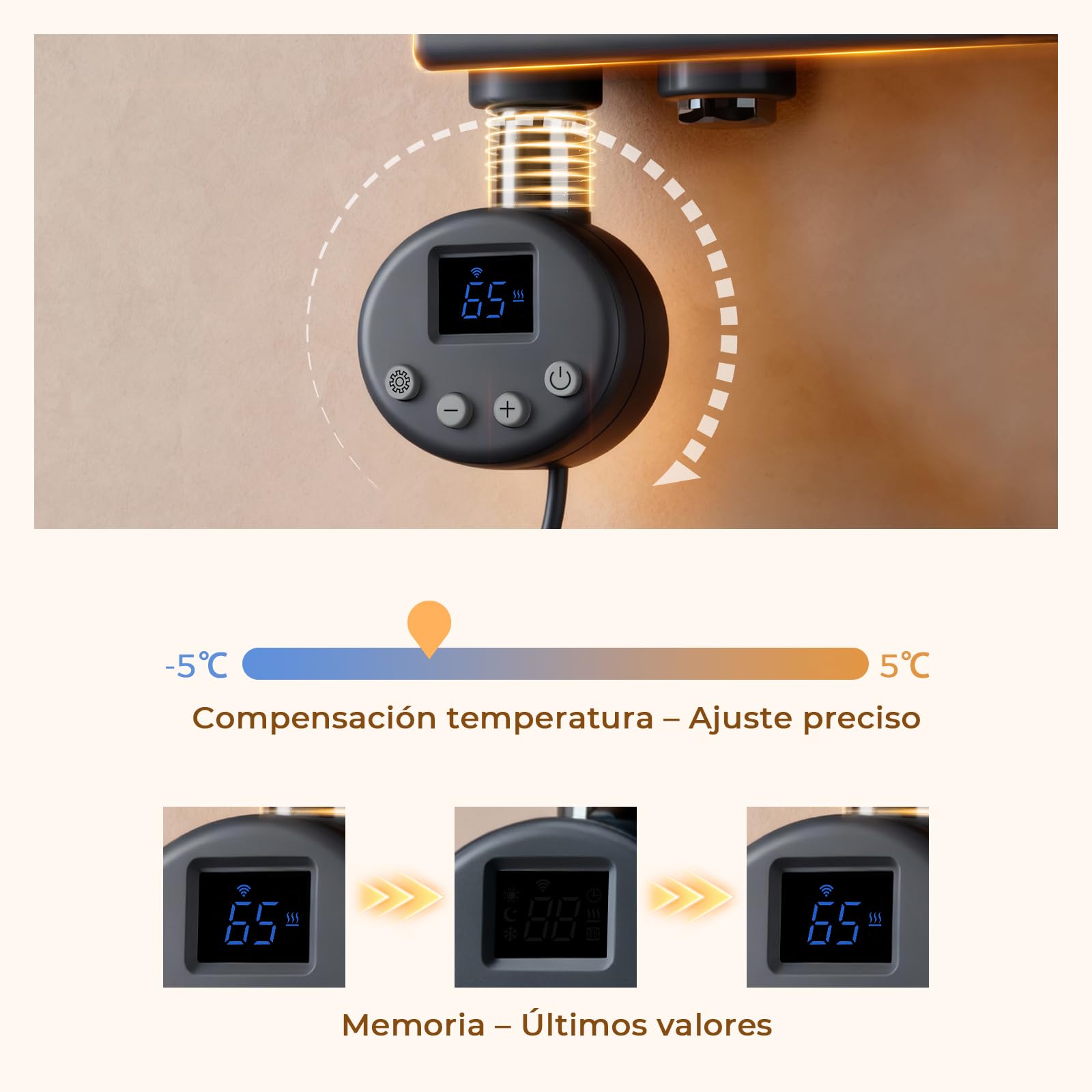 S'AFIELINA toallero eléctrico con termostato Antracita, 1041x400mm, 400W, radiador eléctrico para Toallas, Resistencia eléctrica, Temporizador, termoarredo para baño, Panel con conexión Lateral